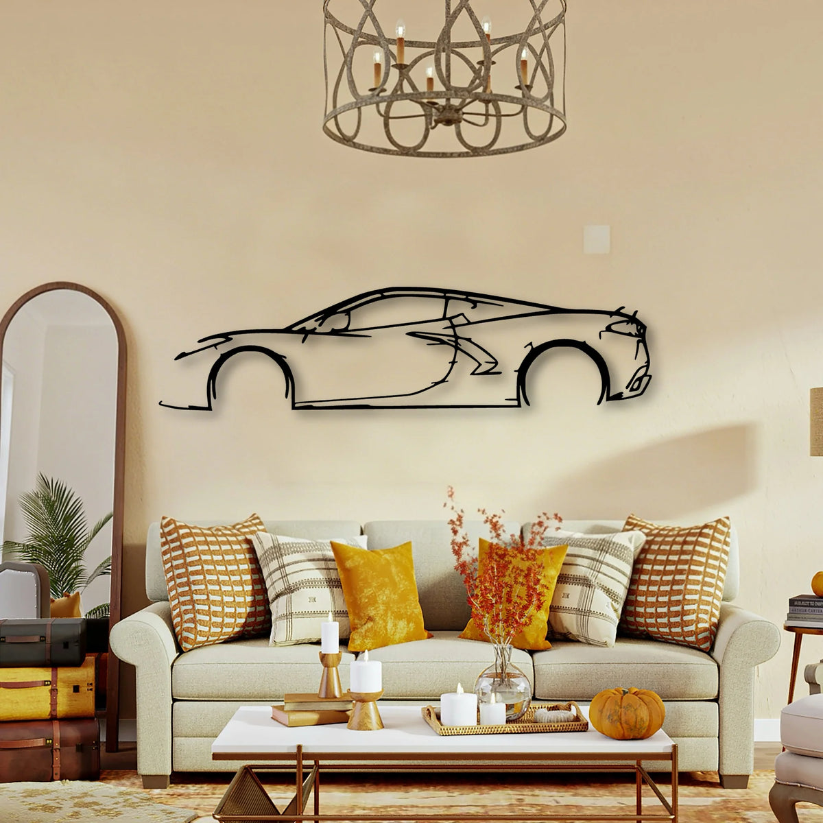 C8 3 Classic Silhouette Metal Wall Art - Tinvibe
