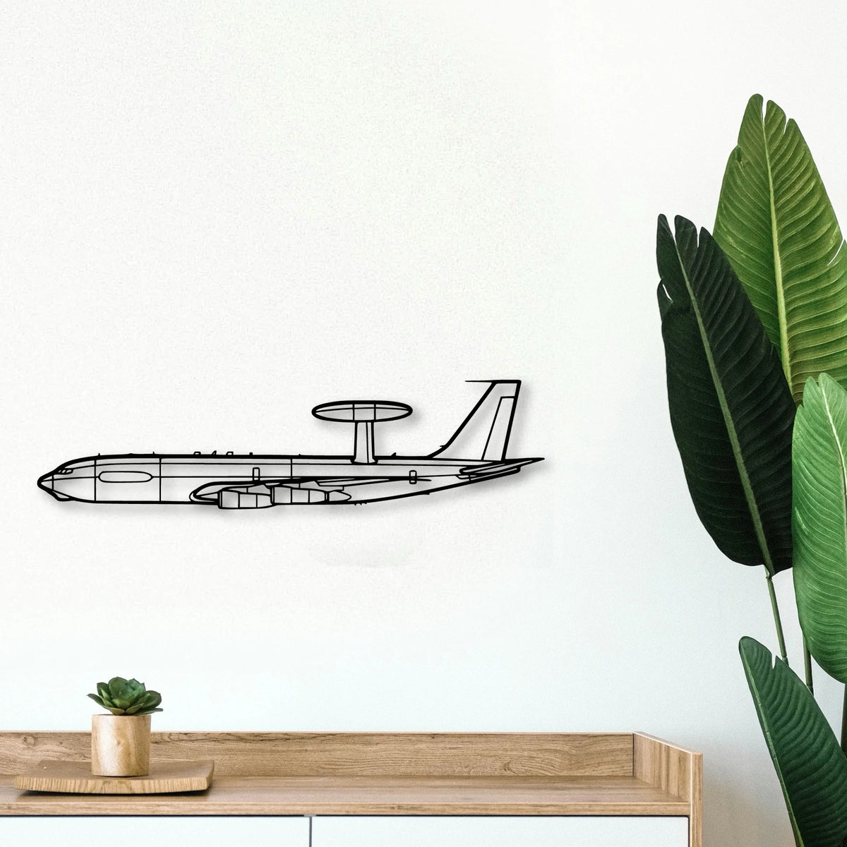 E 3C Sentry Classic Aircraft Silhouette Metal Wall Art - Tinvibe