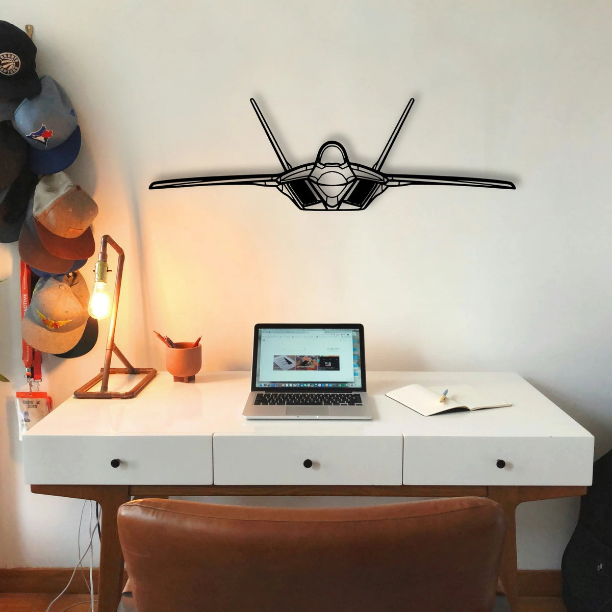 F 22 Raptor 2 Classic Aircraft Silhouette Metal Wall Art - Tinvibe