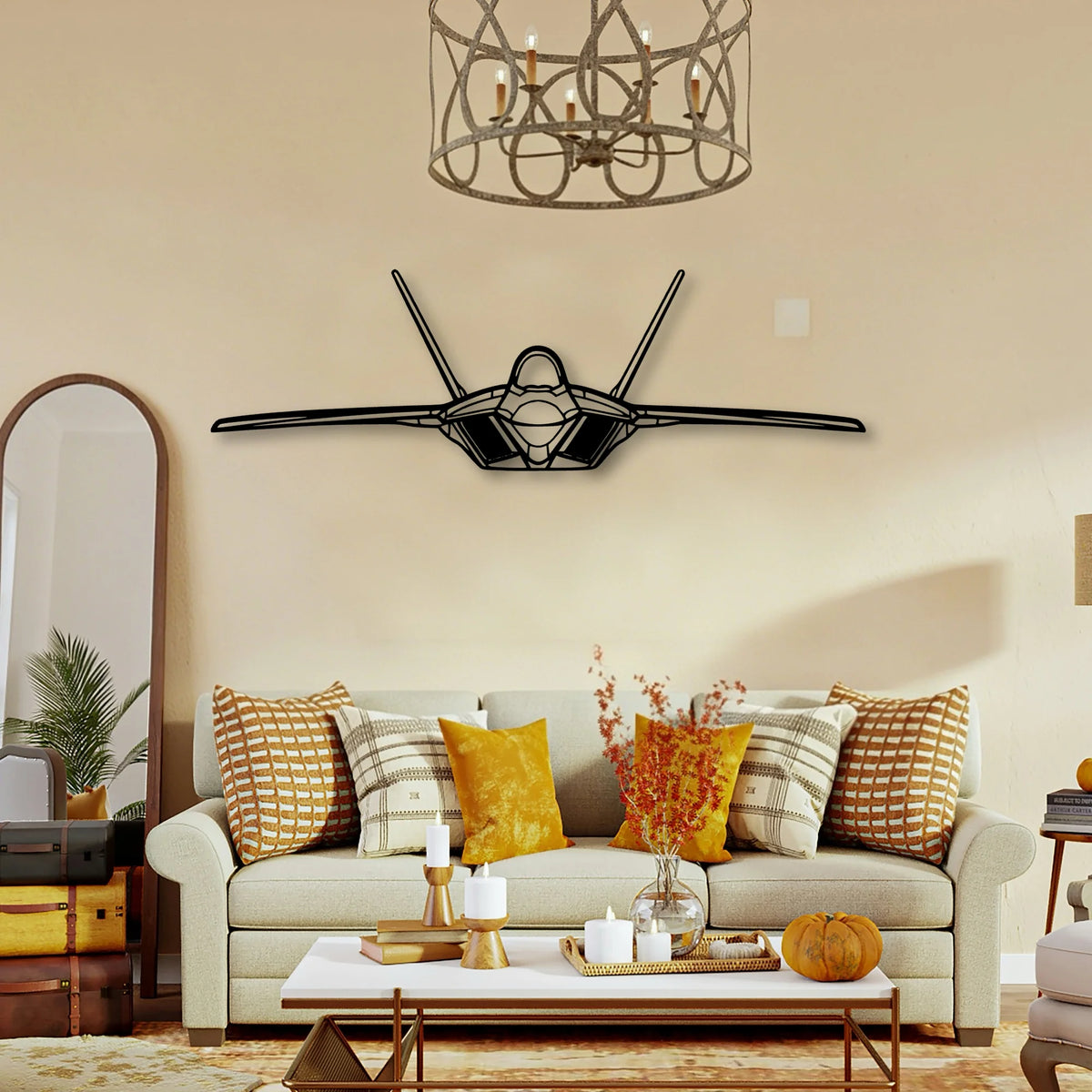 F 22 Raptor 2 Classic Aircraft Silhouette Metal Wall Art - Tinvibe