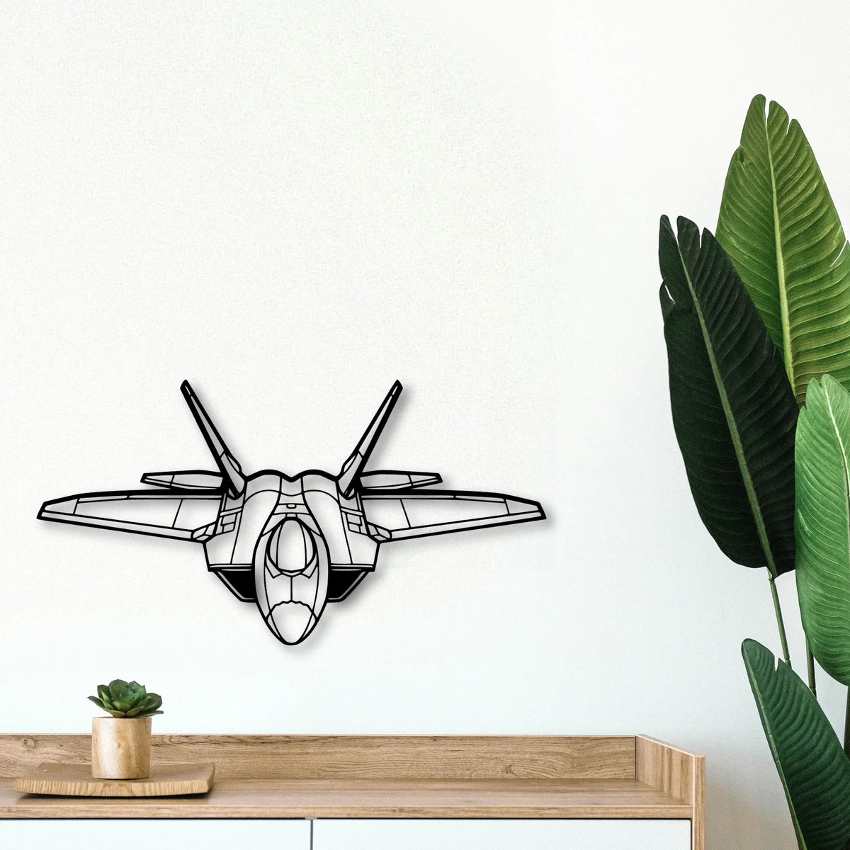 F 22 Raptor Classic Aircraft Silhouette Metal Wall Art - Tinvibe