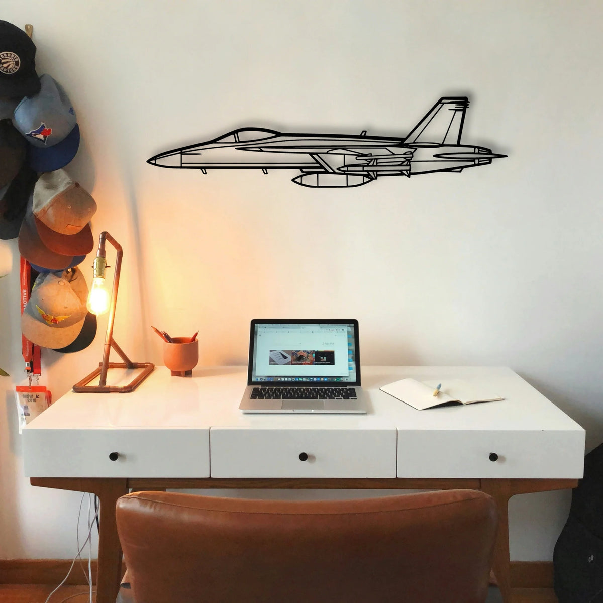 F18 Hornet Classic Aircraft Silhouette Metal Wall Art - Tinvibe