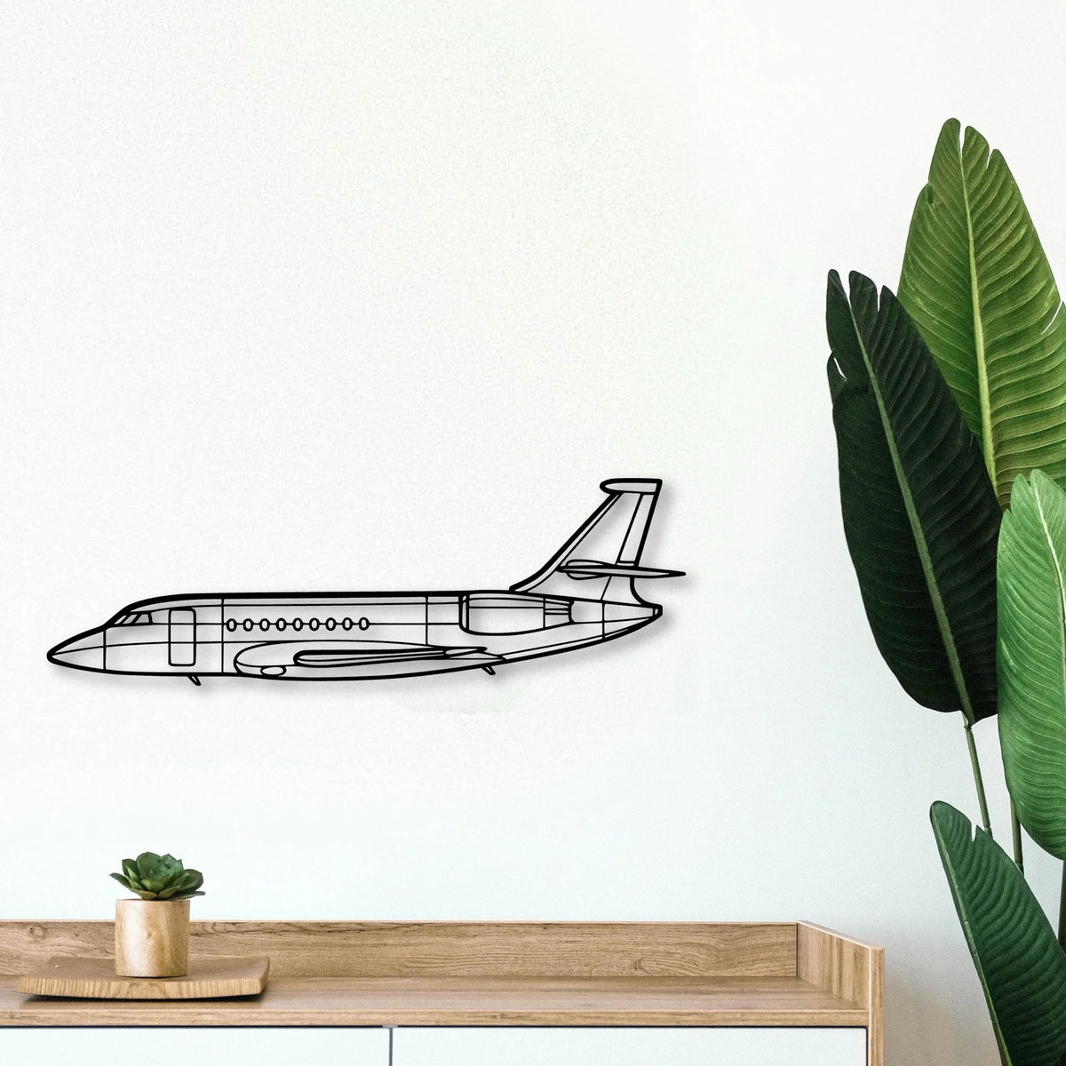 Falcon 2000 2 Classic Aircraft Silhouette Metal Wall Art - Tinvibe