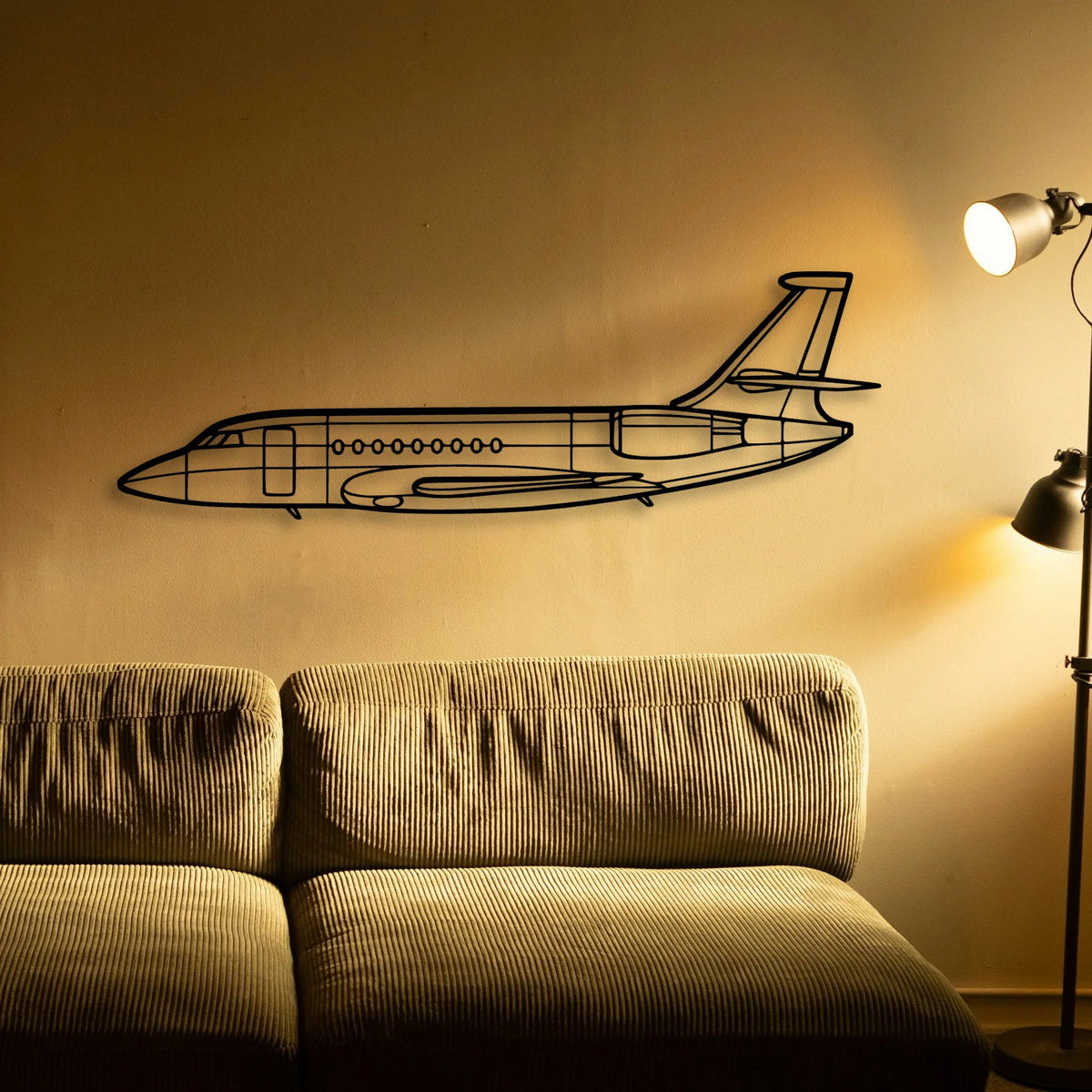 Falcon 2000 2 Classic Aircraft Silhouette Metal Wall Art - Tinvibe