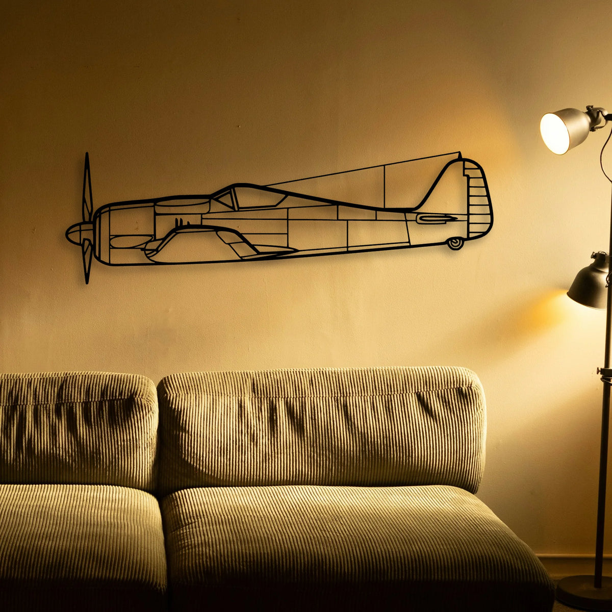 FW190A Classic Aircraft Silhouette Metal Wall Art - Tinvibe