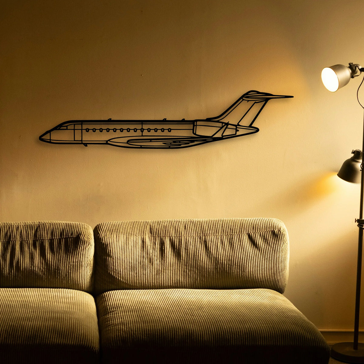 Global 6000 2018 Classic Aircraft Silhouette Metal Wall Art - Tinvibe