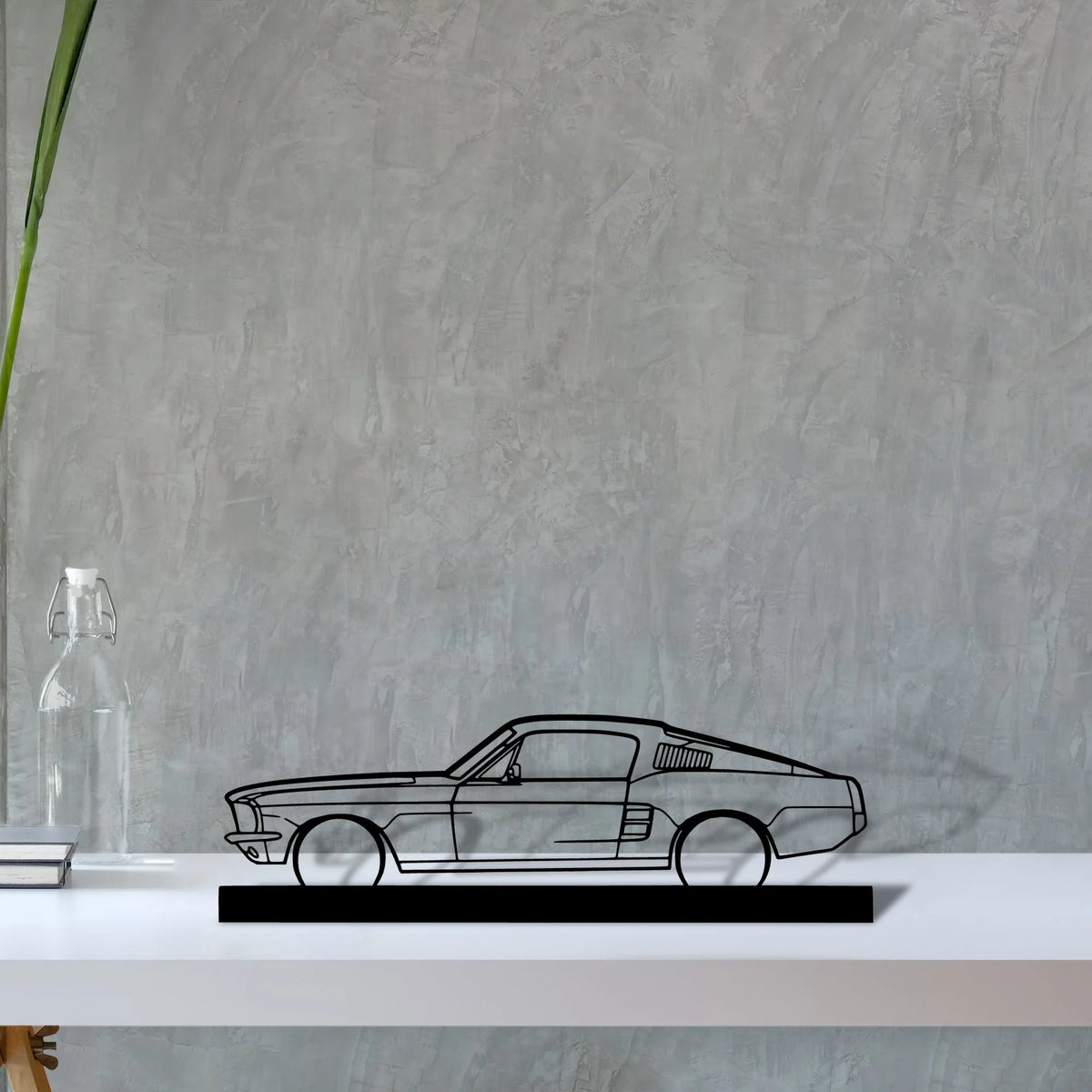 mustang-gt-fastback-390s Silhouette Metal Art Stand - Tinvibe