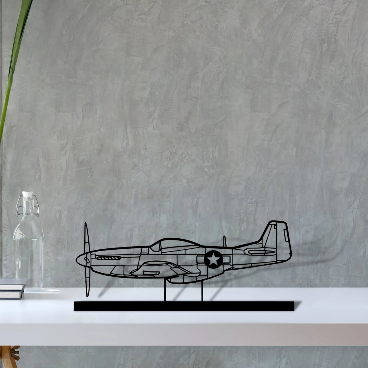 p-51-mustang-4 Silhouette Metal Art Stand - Tinvibe