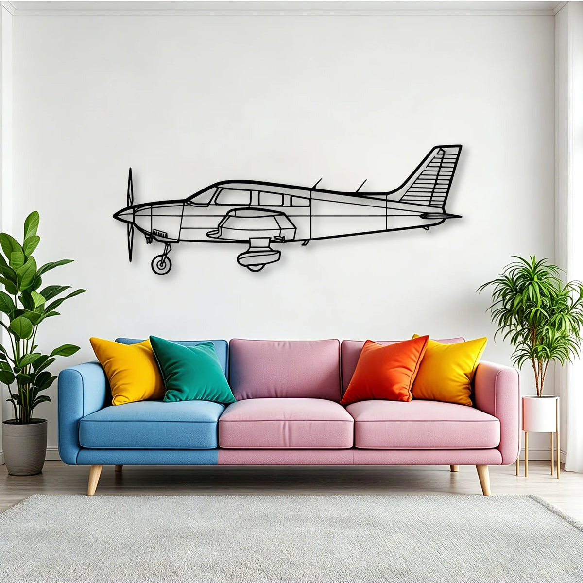 PA 28 181 Archer Classic Aircraft Silhouette Metal Wall Art - Tinvibe