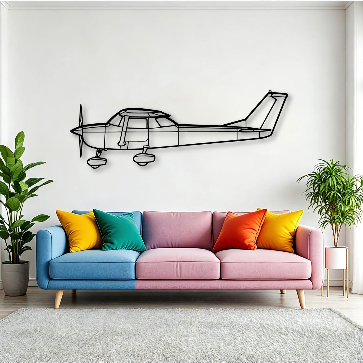 PA 34 200T Seneca Ii Classic Aircraft Silhouette Metal Wall Art - Tinvibe
