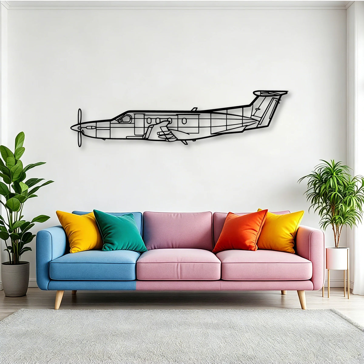 Pilatus Pc 12 Classic Aircraft Silhouette Metal Wall Art - Tinvibe