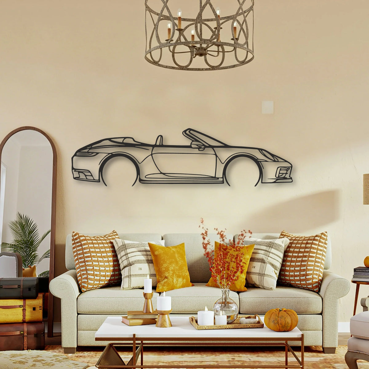 Porsche 911 Model 992 Convertible Classic Silhouette Metal Wall Art - Tinvibe
