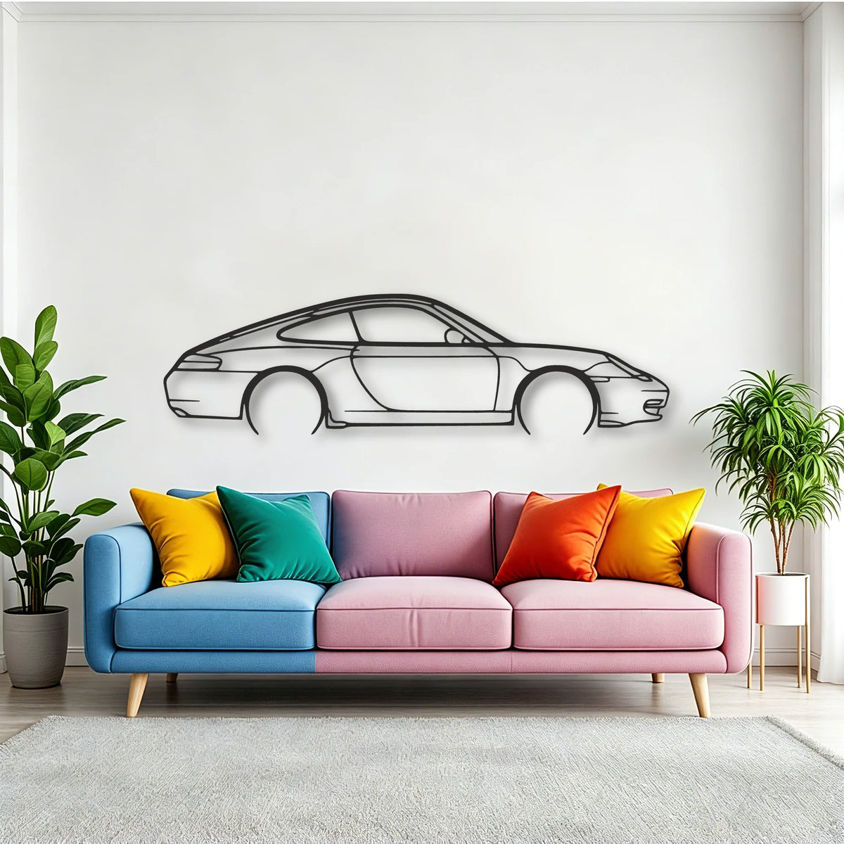 Porsche 911 Model 996 Classic Silhouette Metal Wall Art - Tinvibe