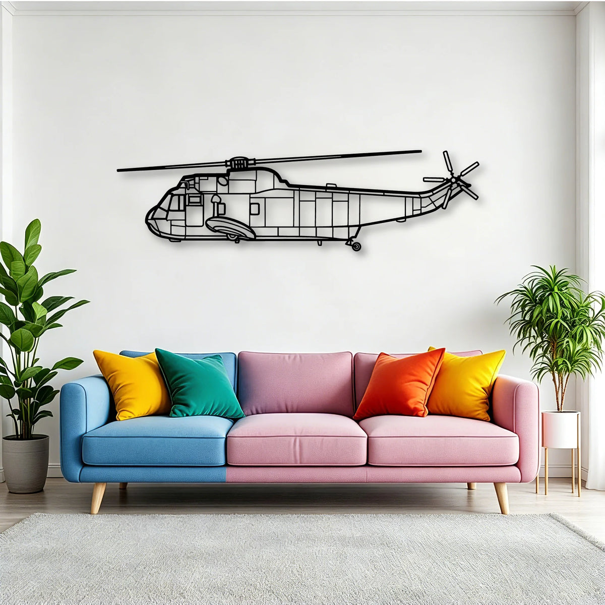 Sh 3 Sea King Classic Aircraft Silhouette Metal Wall Art - Tinvibe
