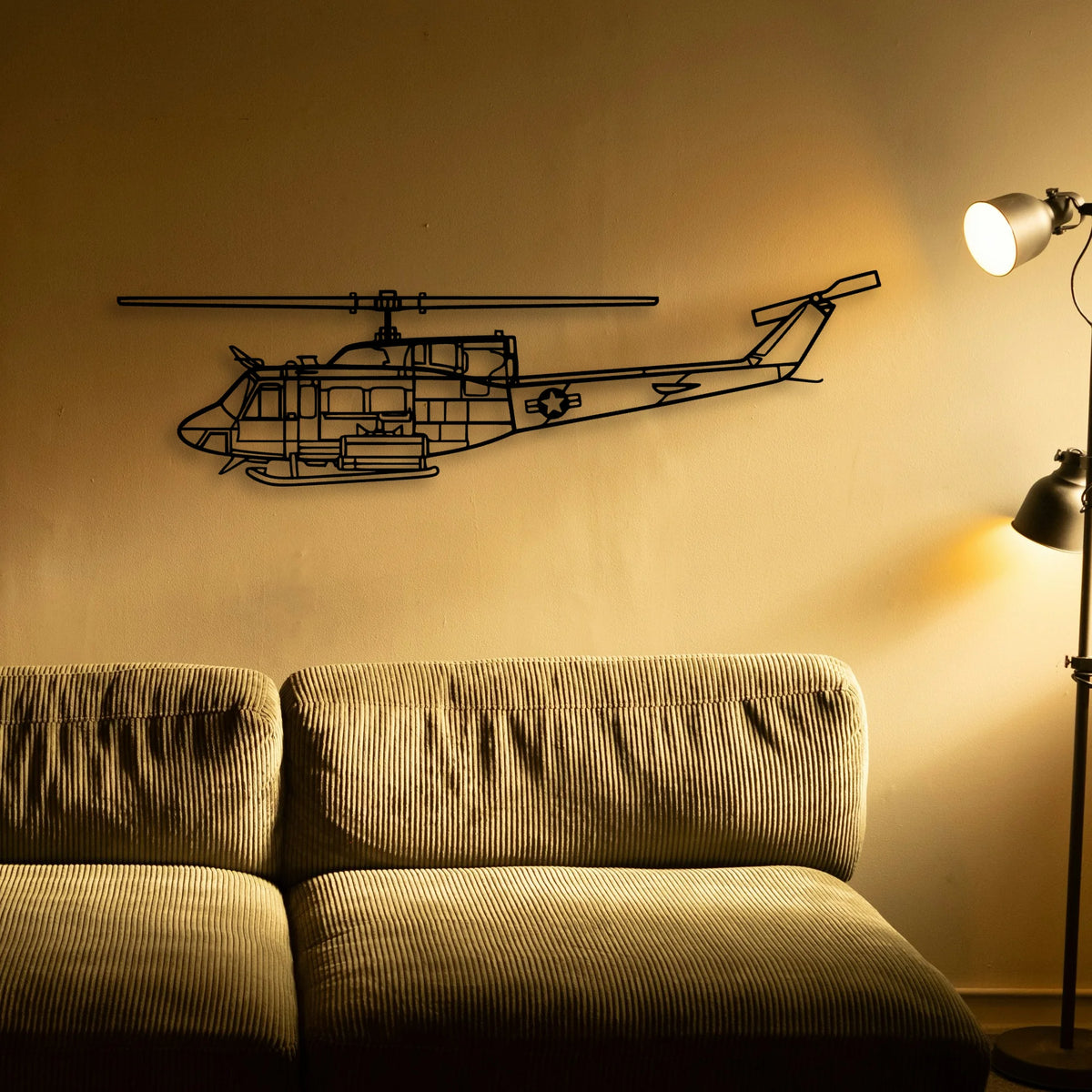 Uh 1N Huey Classic Aircraft Silhouette Metal Wall Art - Tinvibe