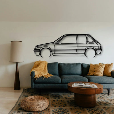 205 GTI 3 Classic Silhouette Metal Wall Art - Tinvibe