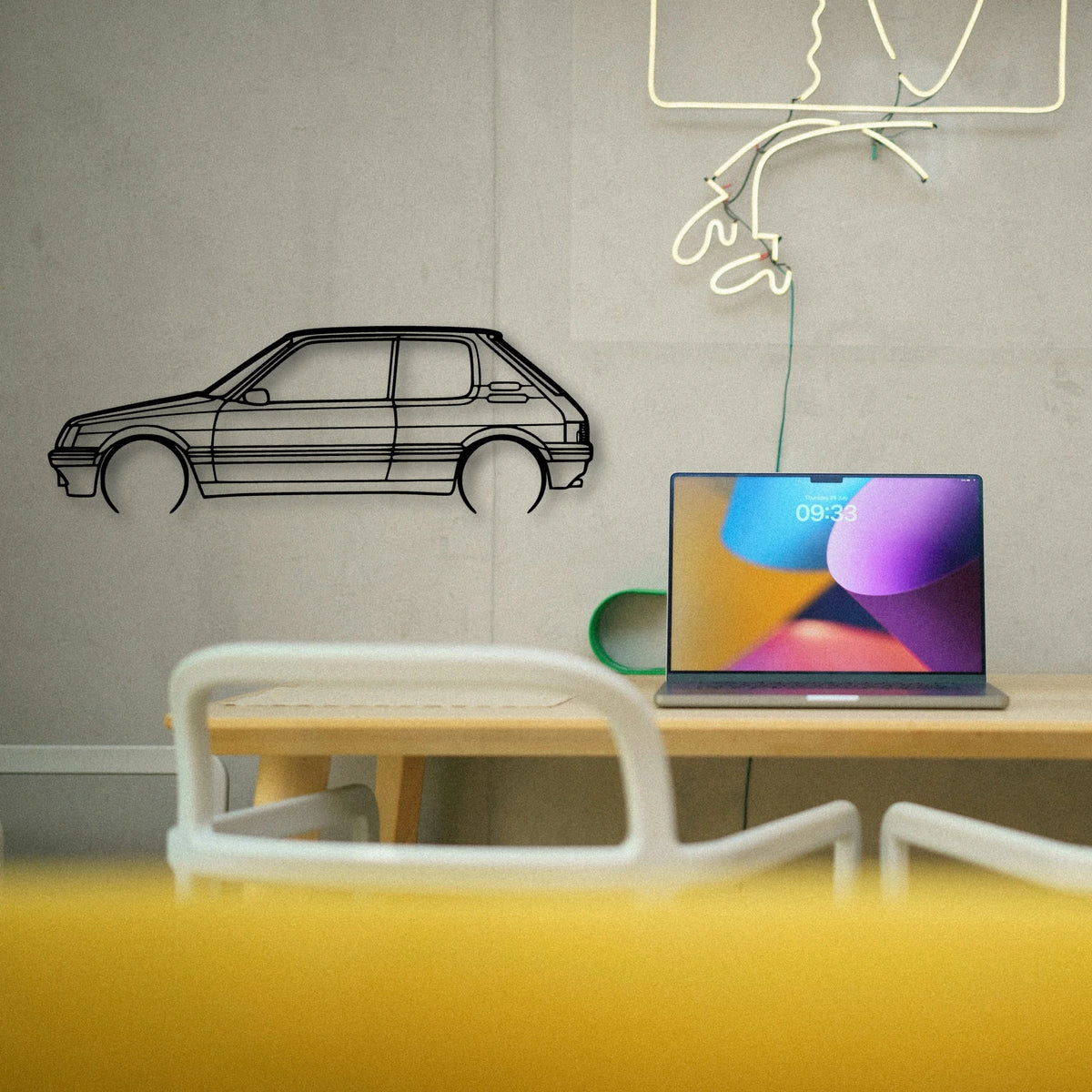 205 GTI 3 Classic Silhouette Metal Wall Art - Tinvibe