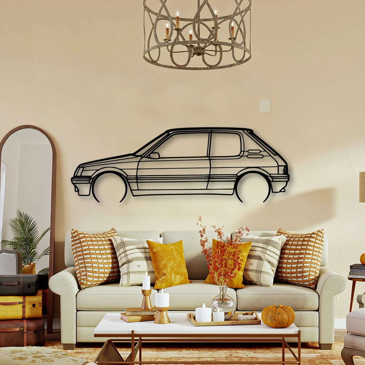 205 GTI 3 Classic Silhouette Metal Wall Art - Tinvibe
