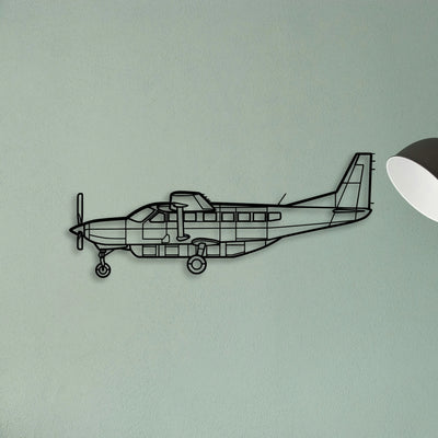 208 Caravan 2 Classic Aircraft Silhouette Metal Wall Art - Tinvibe