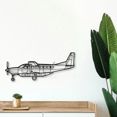 208 Caravan 2 Classic Aircraft Silhouette Metal Wall Art - Tinvibe