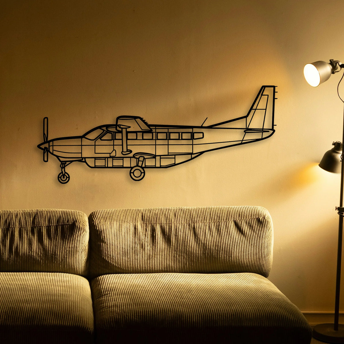 208 Caravan 2 Classic Aircraft Silhouette Metal Wall Art - Tinvibe