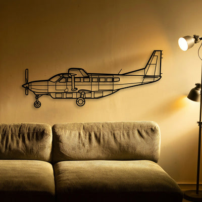 208 Caravan 2 Classic Aircraft Silhouette Metal Wall Art - Tinvibe