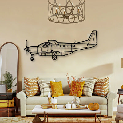 208 Caravan 2 Classic Aircraft Silhouette Metal Wall Art - Tinvibe