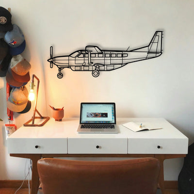 208 Caravan Classic Aircraft Silhouette Metal Wall Art - Tinvibe