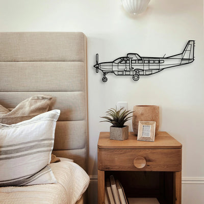 208 Caravan Classic Aircraft Silhouette Metal Wall Art - Tinvibe