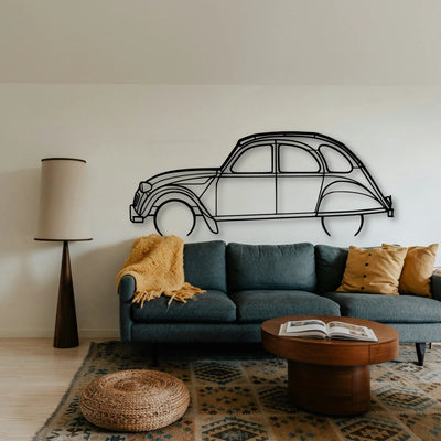 2CV 1966 Classic Silhouette Metal Wall Art - Tinvibe