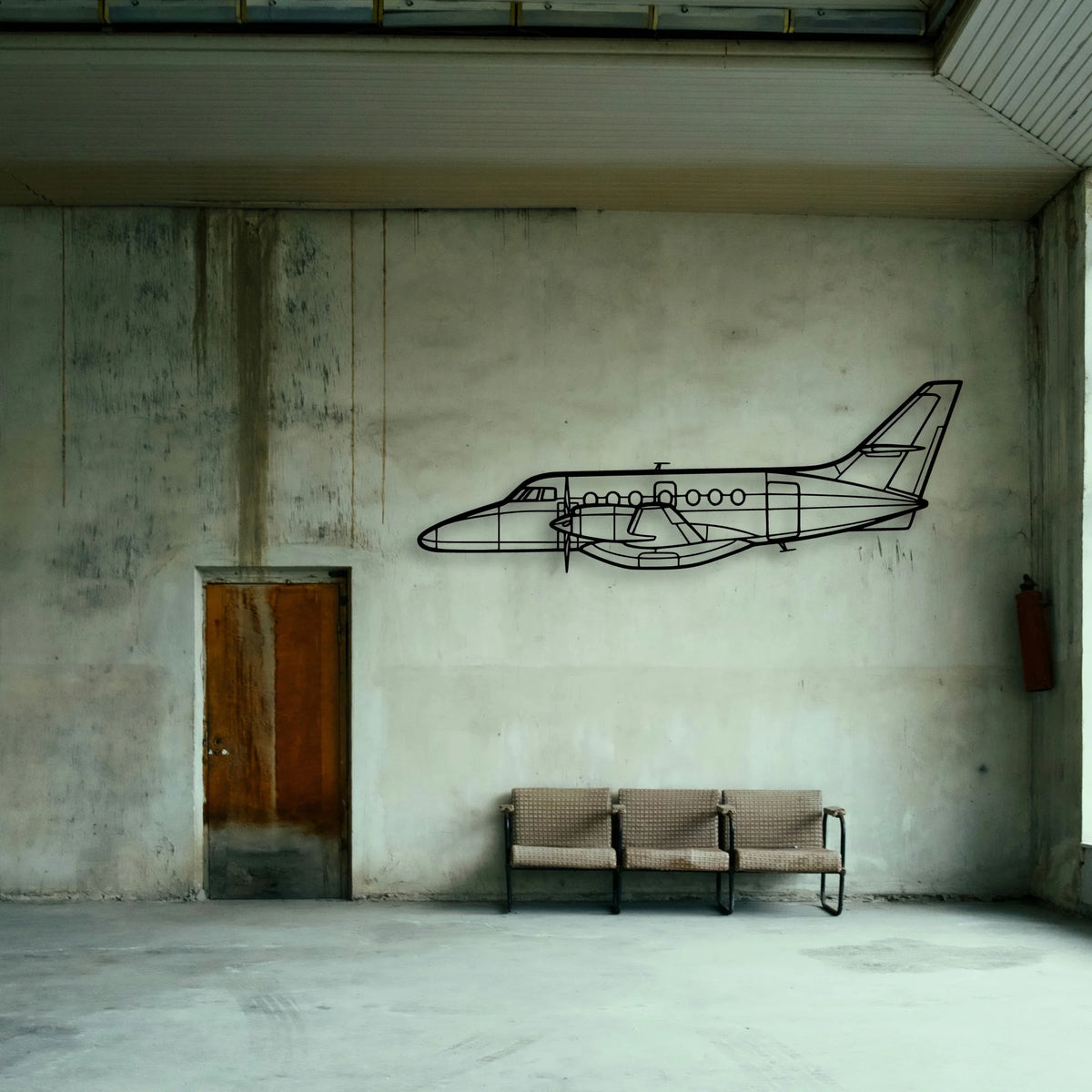340B Plus Classic Aircraft Silhouette Metal Wall Art - Tinvibe