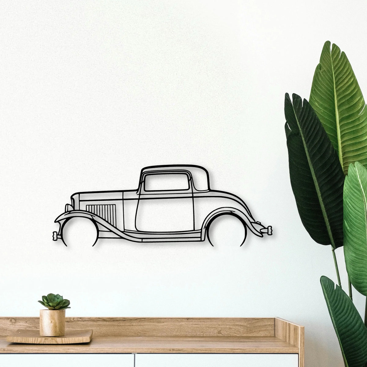 3 Window Coupe 1932 Classic Silhouette Metal Wall Art - Tinvibe