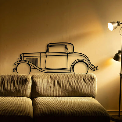 3 Window Coupe 1932 Classic Silhouette Metal Wall Art - Tinvibe