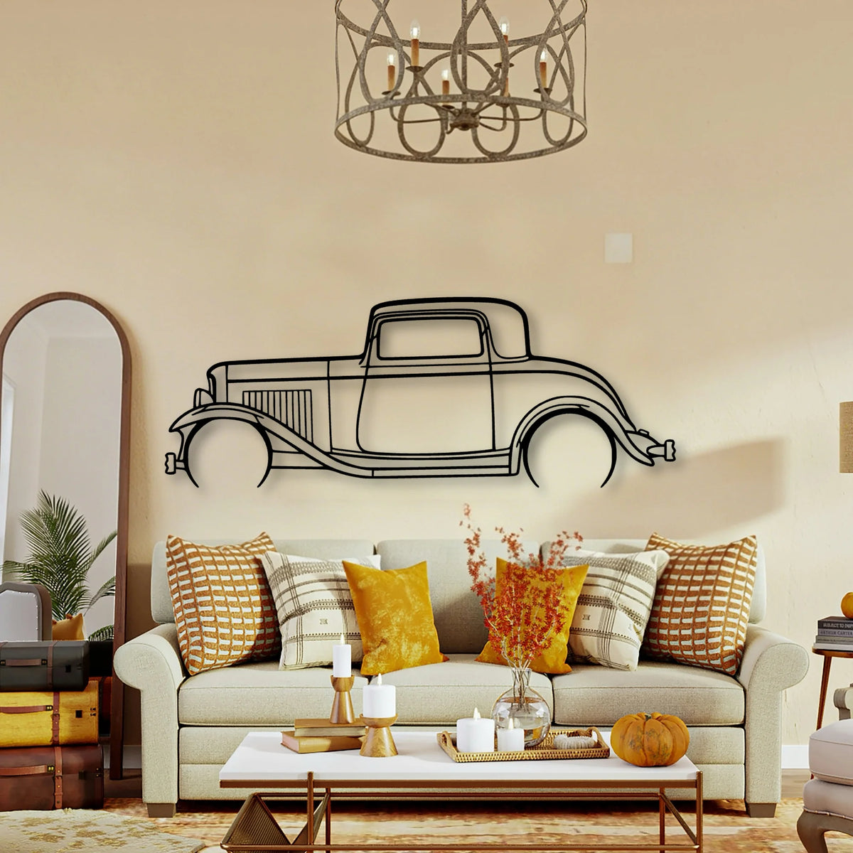 3 Window Coupe 1932 Classic Silhouette Metal Wall Art - Tinvibe