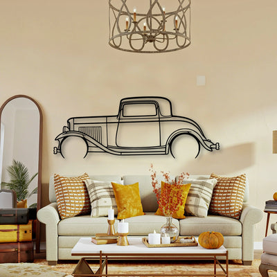 3 Window Coupe 1932 Classic Silhouette Metal Wall Art - Tinvibe