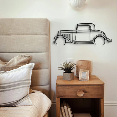 3 Window Coupe 1932 Classic Silhouette Metal Wall Art - Tinvibe