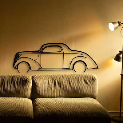 3 Window Coupe 1937 Classic Silhouette Metal Wall Art - Tinvibe