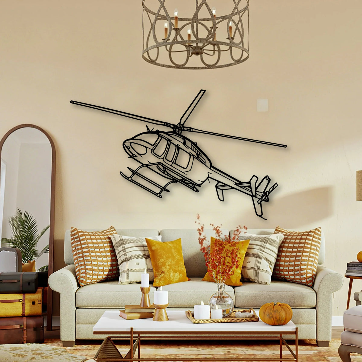 407GX Classic Aircraft Silhouette Metal Wall Art - Tinvibe