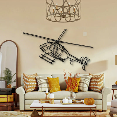 407GX Classic Aircraft Silhouette Metal Wall Art - Tinvibe