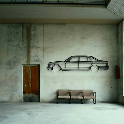 420 SEL 1988 Classic Silhouette Metal Wall Art - Tinvibe