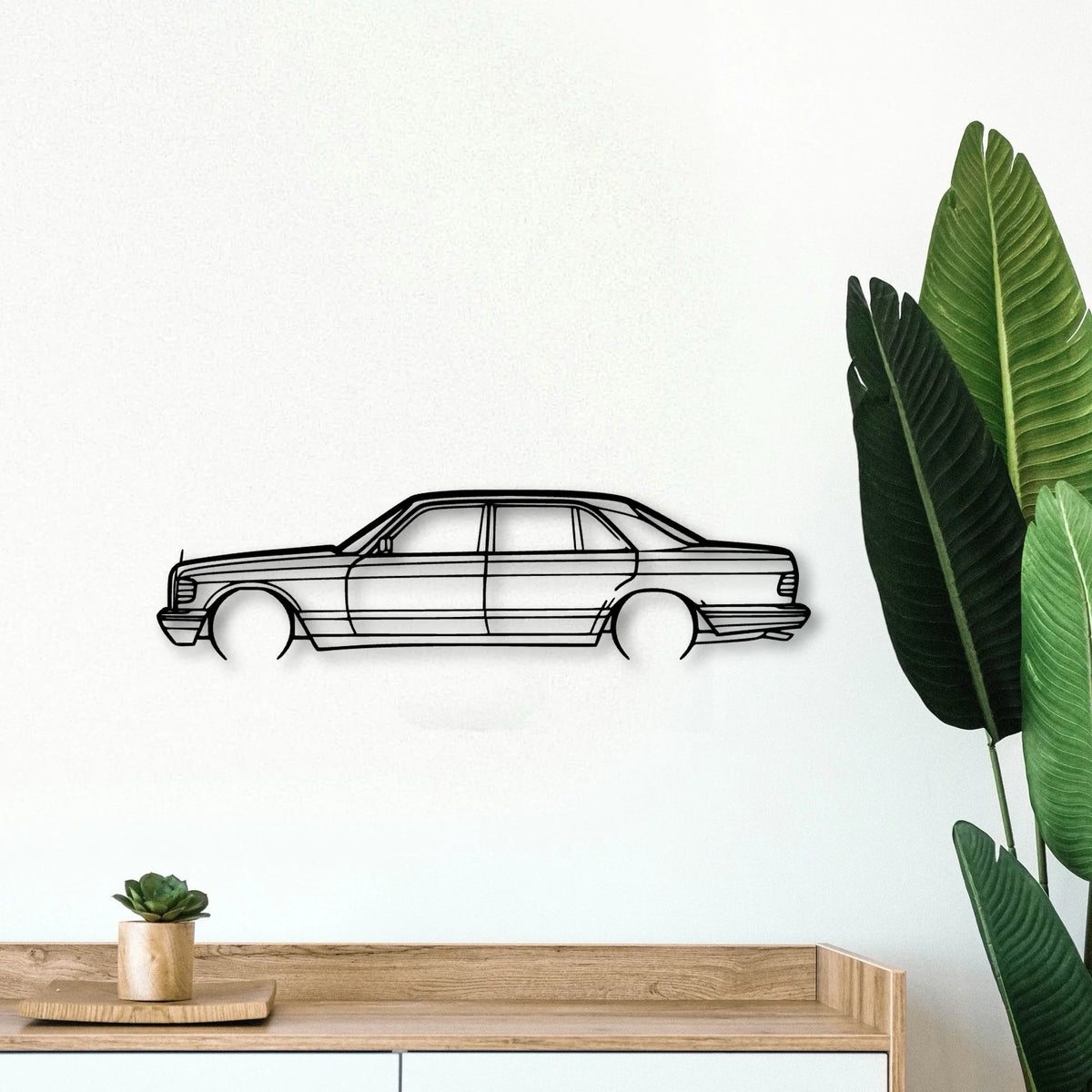 420 SEL 1988 Classic Silhouette Metal Wall Art - Tinvibe