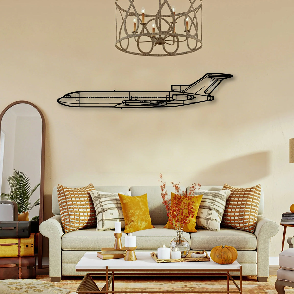 727 Classic Aircraft Silhouette Metal Wall Art - Tinvibe