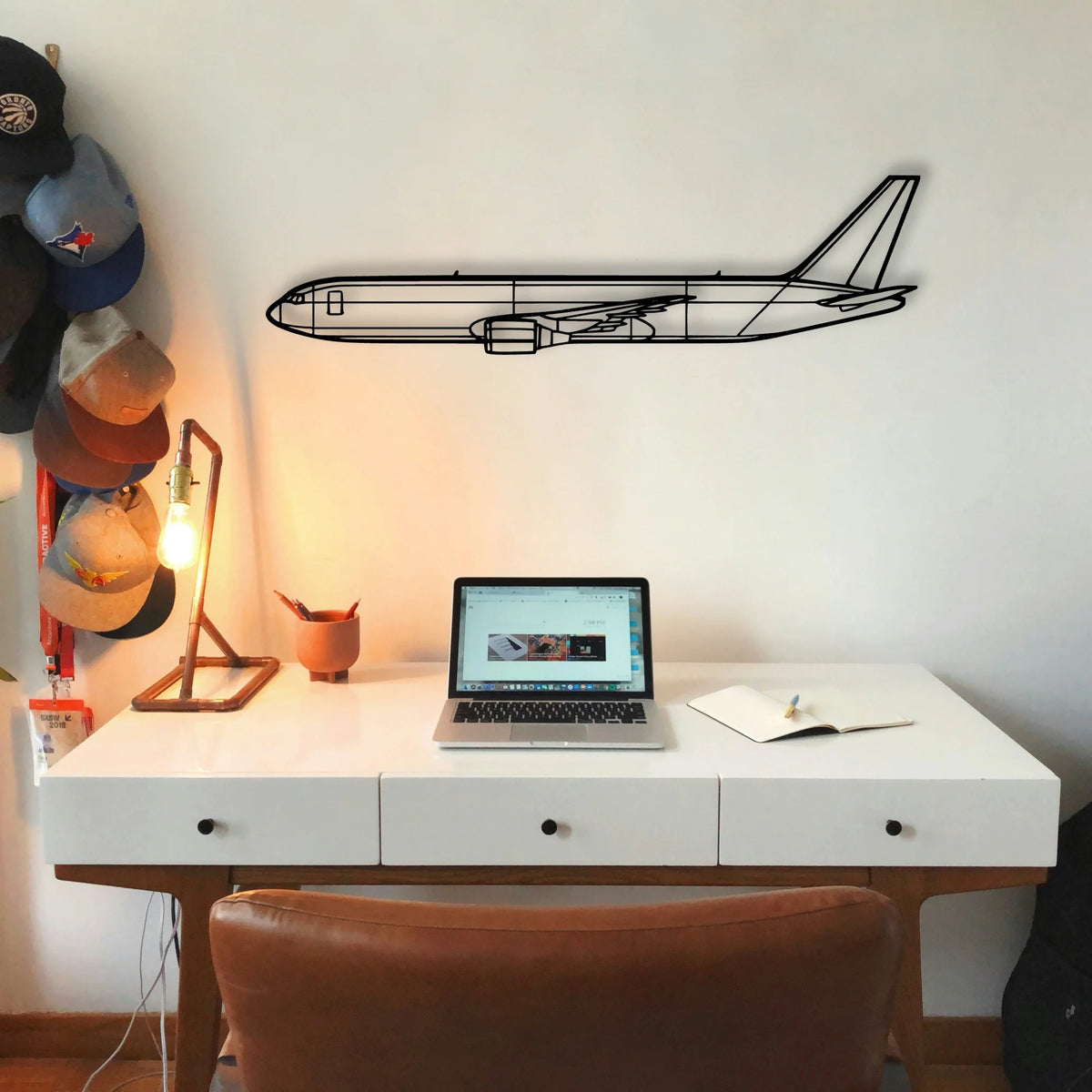 767 300F 2 Classic Aircraft Silhouette Metal Wall Art - Tinvibe