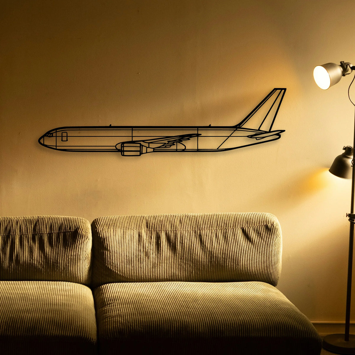 767 300F 2 Classic Aircraft Silhouette Metal Wall Art - Tinvibe