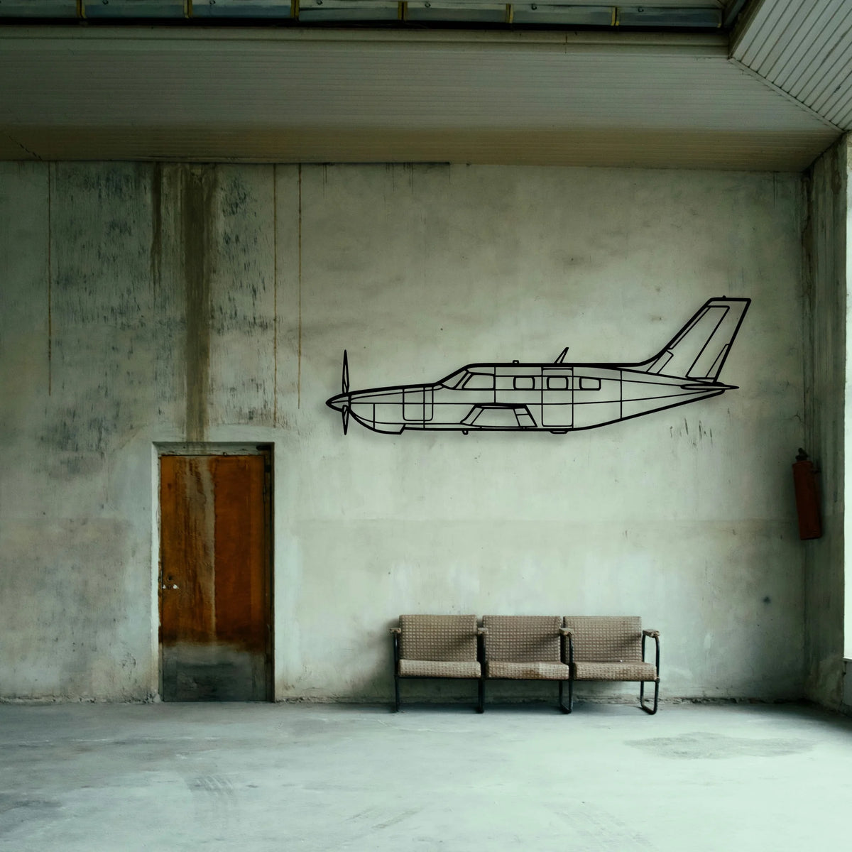 95 B55 Baron Classic Aircraft Silhouette Metal Wall Art - Tinvibe