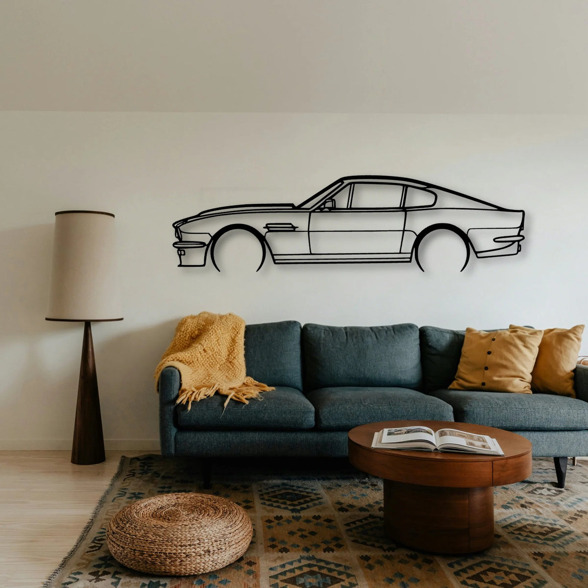 Aston Vantage V8 1984 Classic Silhouette Metal Wall Art - Tinvibe