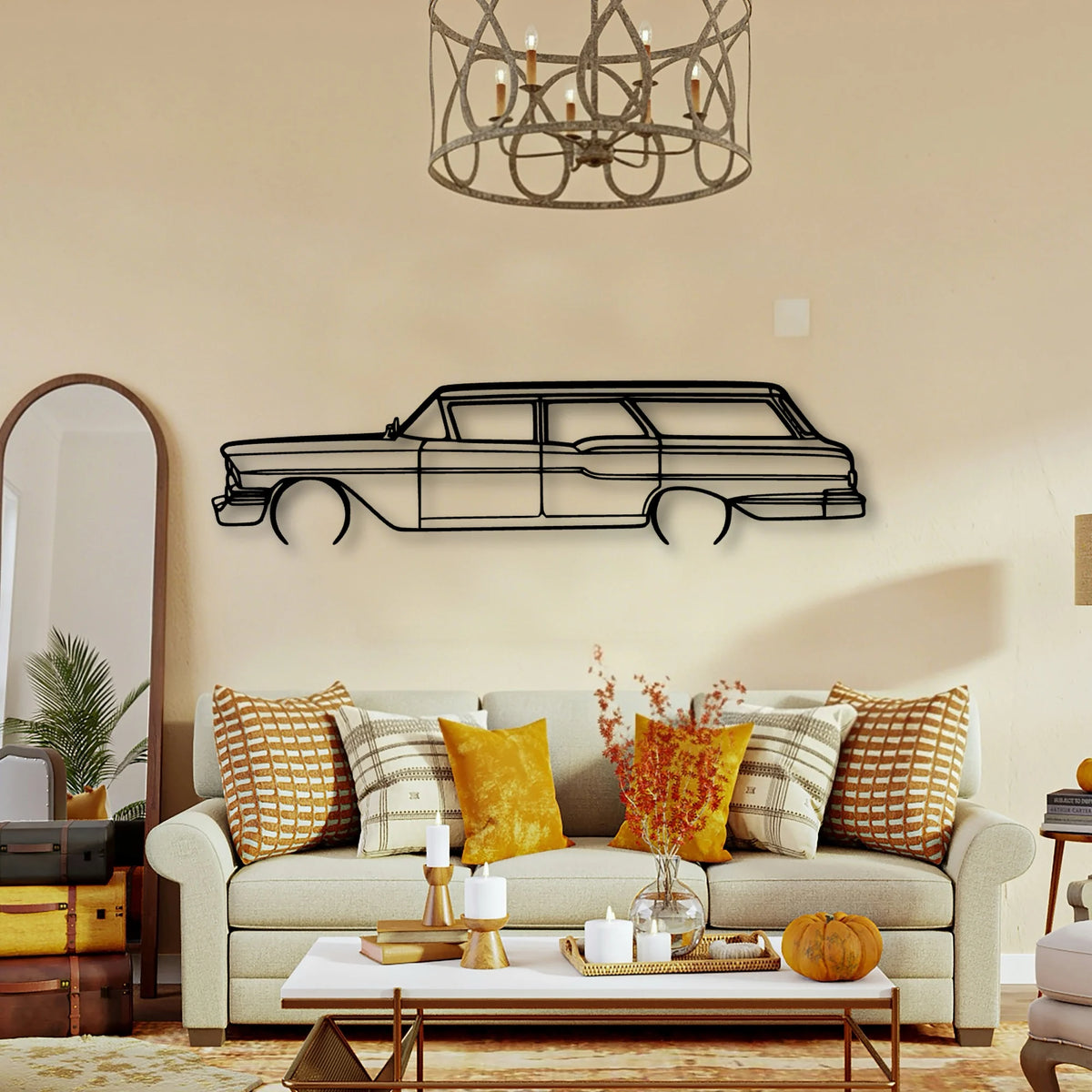 Brookwood Wagon 1958 Classic Silhouette Metal Wall Art - Tinvibe