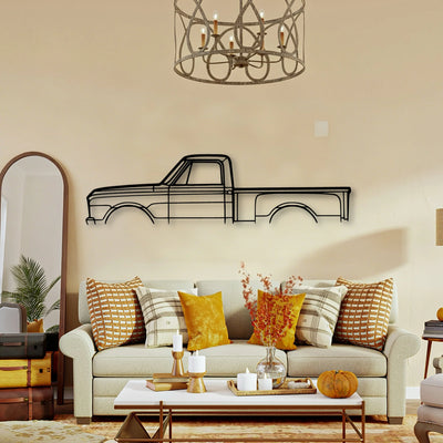 C10 Stepside 1968 Classic Silhouette Metal Wall Art - Tinvibe