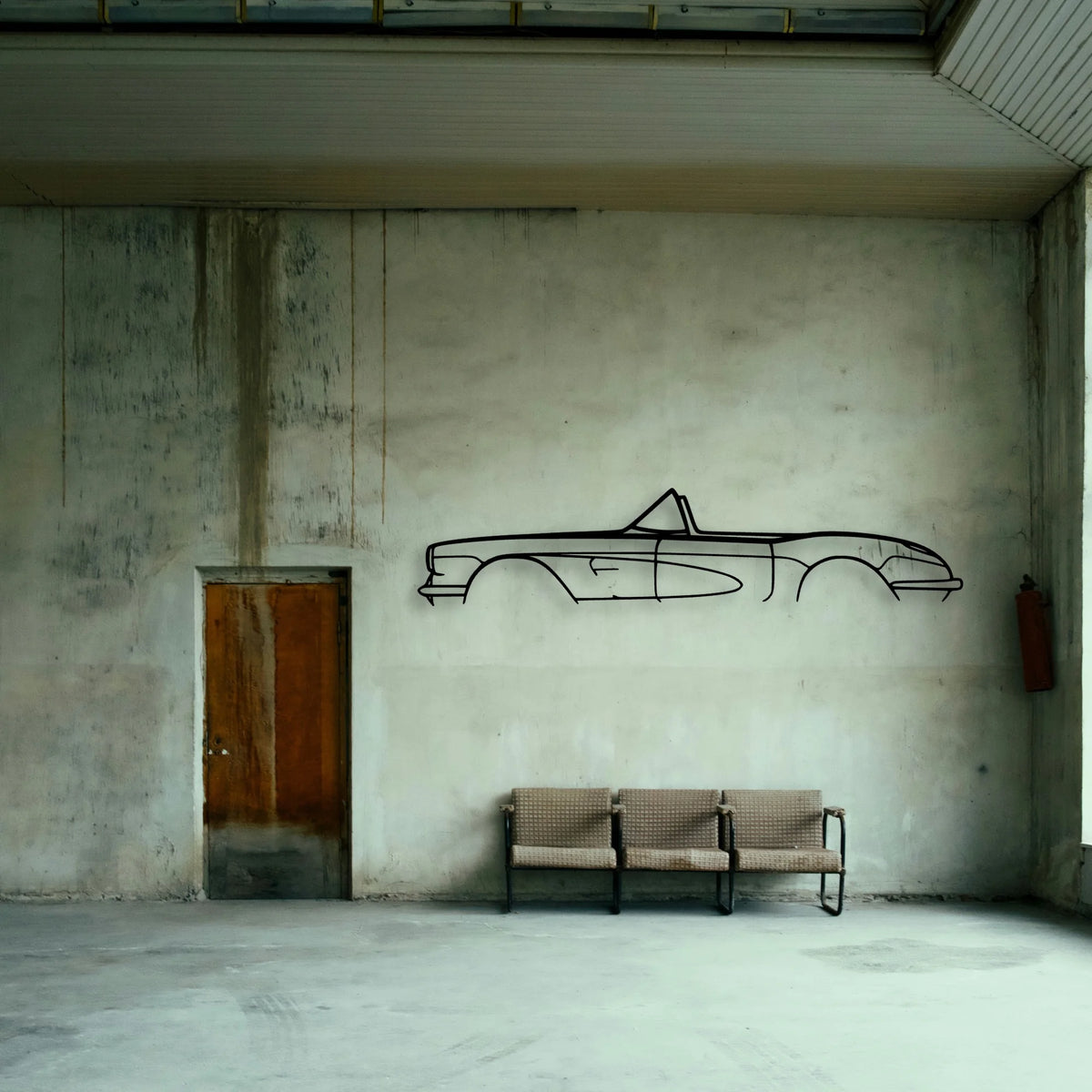 C1 1959 Cabrio Classic Silhouette Metal Wall Art - Tinvibe
