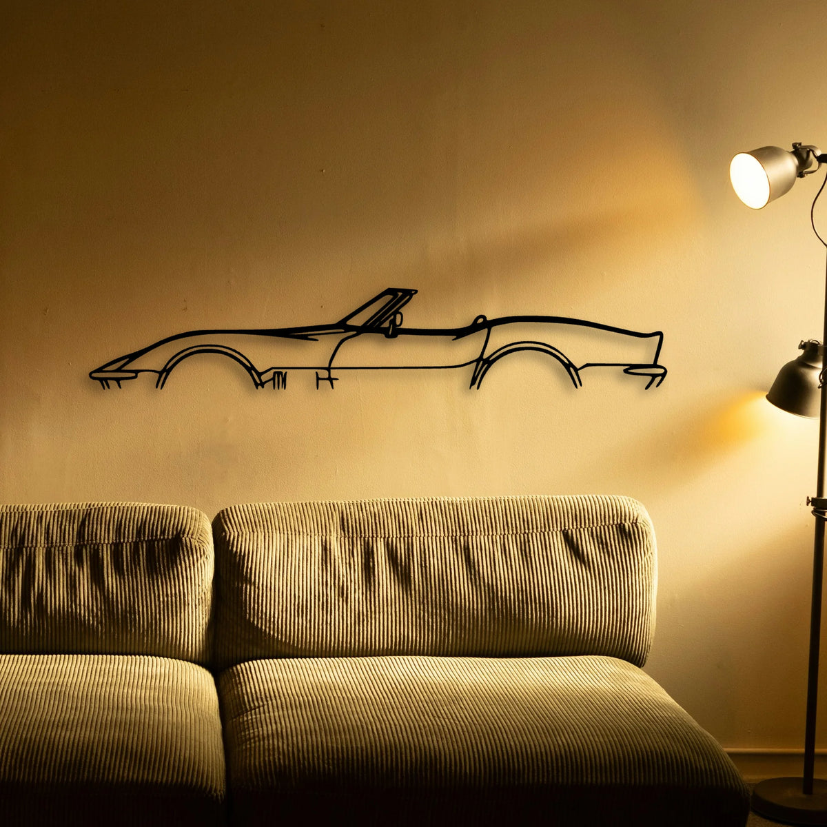 C3 1969 Cabrio Classic Silhouette Metal Wall Art - Tinvibe